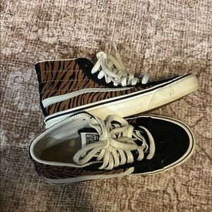 Vans Black and Brown Tiger Pattern Sneakers